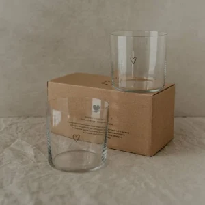 Eulenschnitt Trinkglas 2er Set – 2 Gläser à 360 Ml – Höhe Ca. 8,5 Cm – Ø 8,9 Cm – Herz – Transparent/schwarz 18