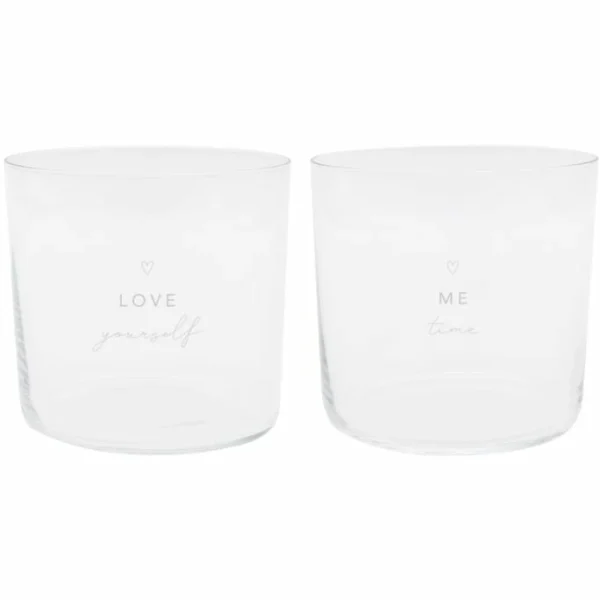 Eulenschnitt Trinkglas 2er Set – 2 Gläser à 360 Ml – Höhe Ca. 8,5 Cm – Ø 8,9 Cm – Selflove – Transparent/weiß 1