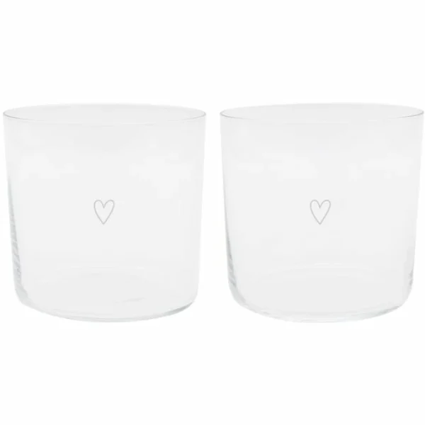 Eulenschnitt Trinkglas 2er Set – 2 Gläser à 360 Ml – Höhe Ca. 8,5 Cm – Ø 8,9 Cm – Herz – Transparent/weiß 1