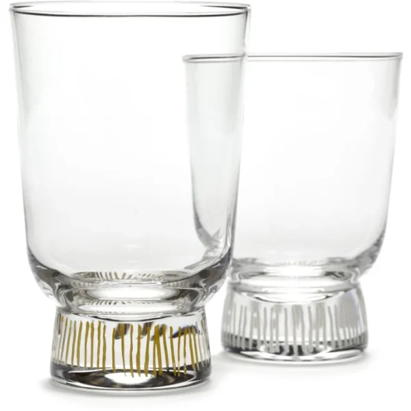 Serax Feast Glas 4er Set – 4 Gläser à 250 Ml – Transparent/stripes Sandblasted 3