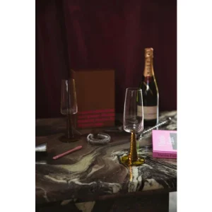 HK Living Special Schwenk-Champagnerglas – 2er-Set – 2er-Set: 290 Ml – Ø 4,5 Cm – 7,5×7,5×22 Cm – Yellow 28