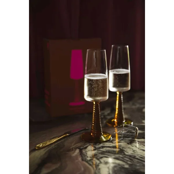 HK Living Special Schwenk-Champagnerglas – 2er-Set – 2er-Set: 290 Ml – Ø 4,5 Cm – 7,5×7,5×22 Cm – Yellow 12