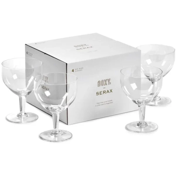 SERAX Boxy’s Take Time Rotweinglas 4er-Set – 4 Gläser à 250 Ml – Clear 5