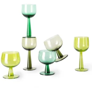 HK Living The Emeralds Weinglas – 4er-Set – 4er-Set: 200 Ml – Ø 8 Cm – 8x8x17,2 Cm – Fern Green 19